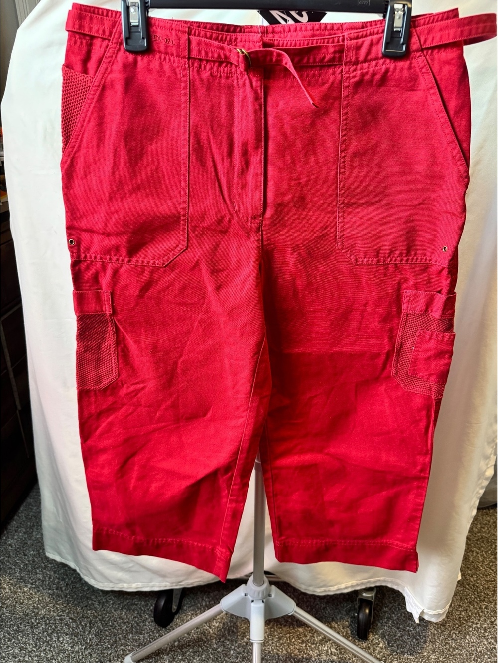 294 Lauren Ralph Lauren Red Cotton Cargo Shorts Size 12